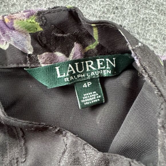 Lauren Ralph Lauren Ozarra Georgette Floral Print Mock Neck Top Womens Sz 4P - Picture 5 of 14